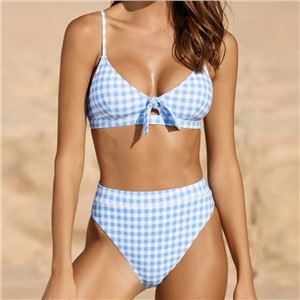 Kvinder High Waist Plaid Bikini Badetøj